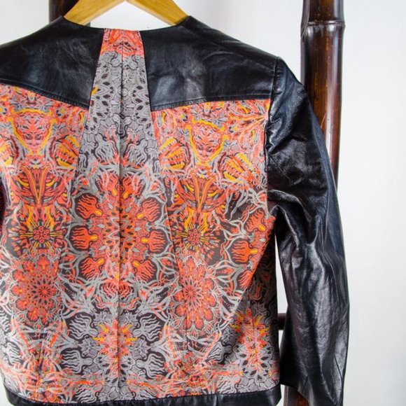 Helmut Lang Jacquard Jacket with Leather Size 0 - Picture 2 of 4